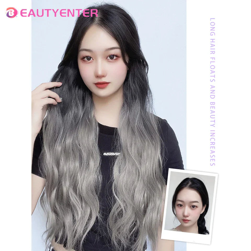 Synthetic Clips In Hair Long Wave Clip In