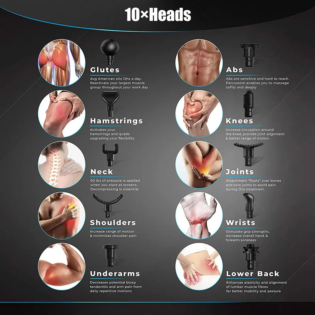 Lcd High Frequency Fascia Gun Massager With