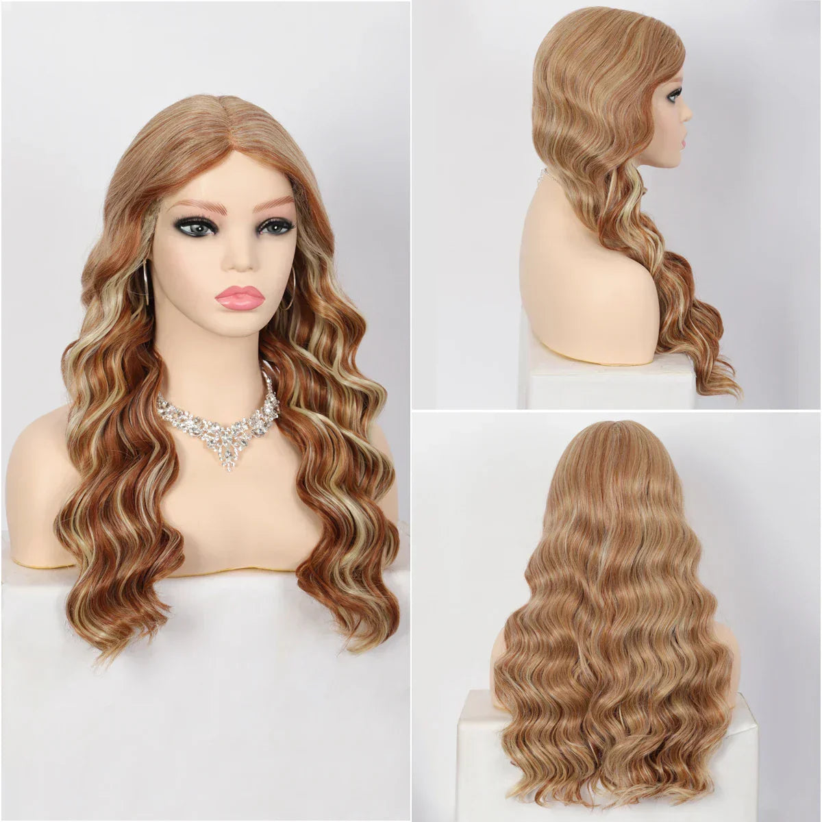 Kalyss Synthetic Inches Ombre Blonde Curly Wavy Wigs