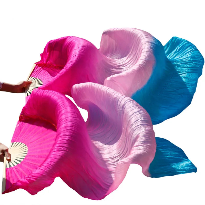 Belly Dance Fan % Real Silk Veils 1Pc