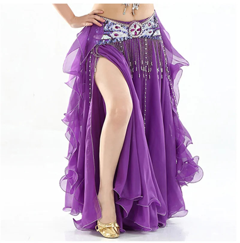 New Belly Dancing Skirt Woman Chiffon Split Sexy