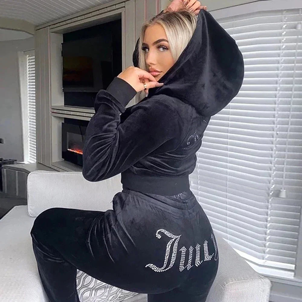 New Tracksuit Women Velvet Coutoure Couture Sweatsuits For
