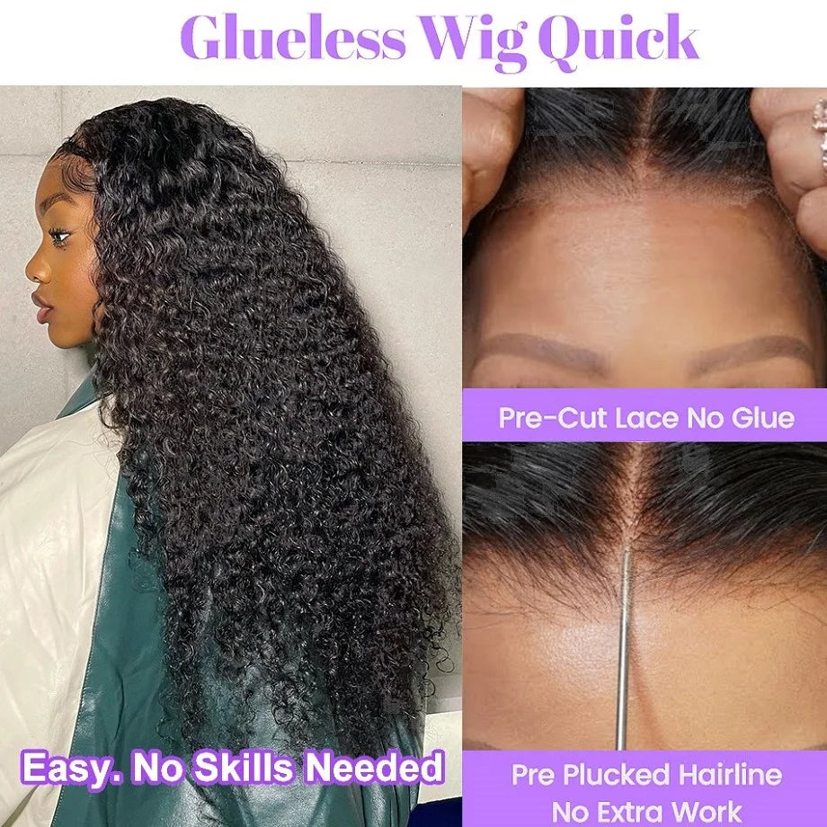 Deep Wave X Closure Glueless Wig Human Hair