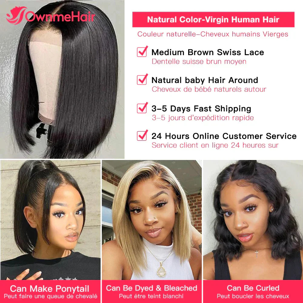 Virgin Hair Short Bob Wig X Transparent Lace