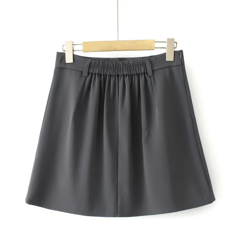 Autumn Clothes Women Pleated Skirt Plus Elastic Waist