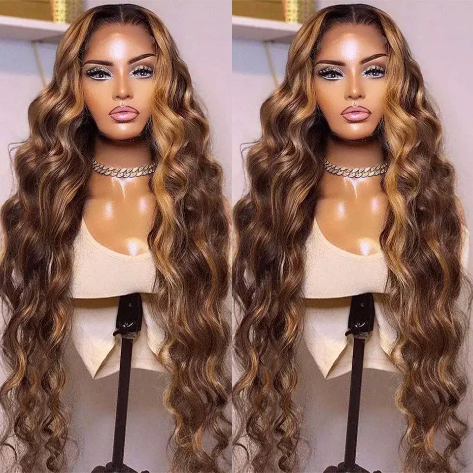 Transparent 13X4 Lace Front Human Hair Wigs Highlight