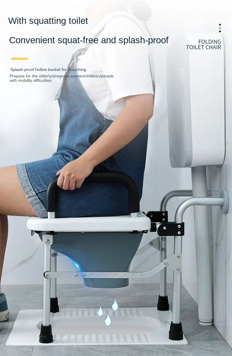 Adult Commode Adjustable Wall Mounted Squat Toilet Chair