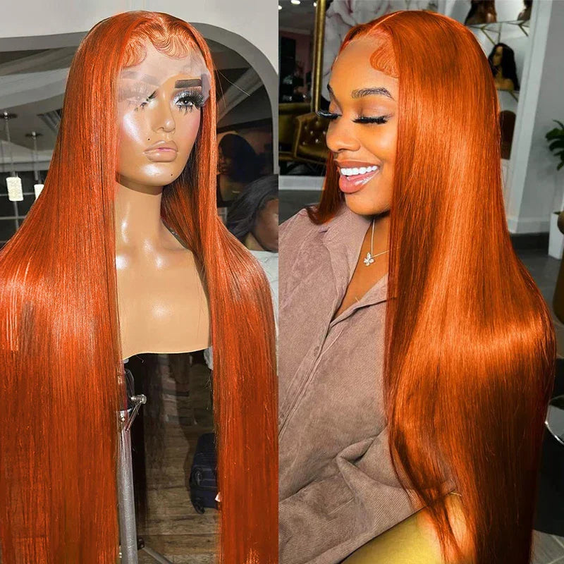 Ginger Orange 13x6 Lace Front Wig - Bone Straight Human Hair