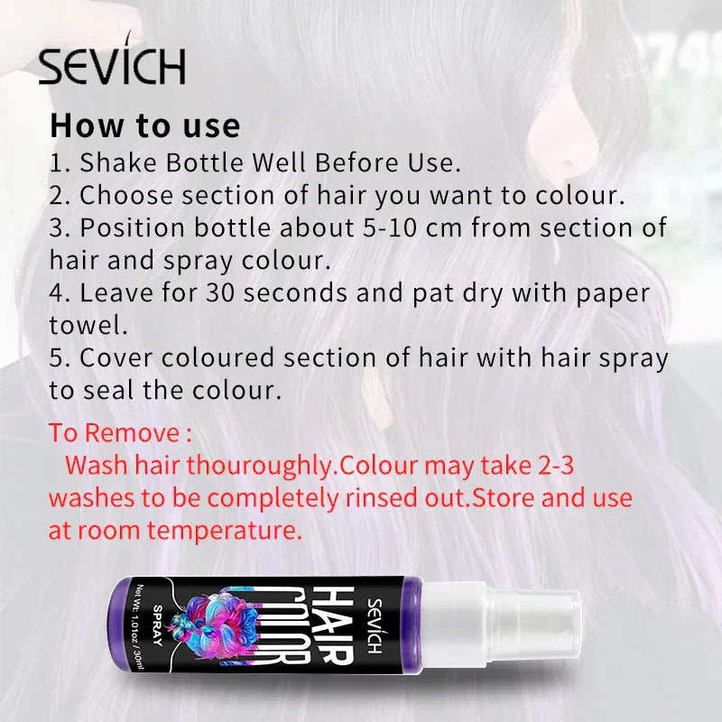 Sevich Colors Hair Dye Spray Disposable Hair Quick