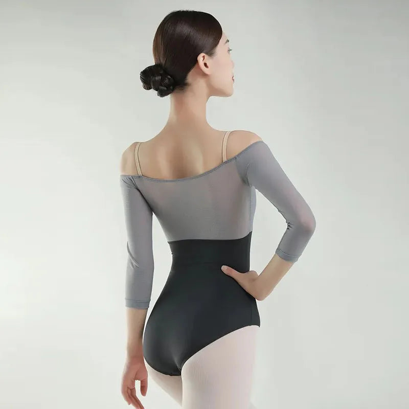 Sexy Three-Quarter Off-Shoulder Sleeves Ballet Leotards For Women
