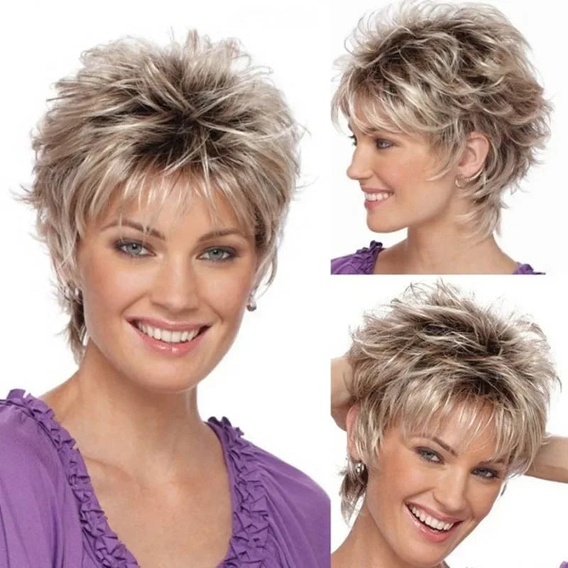 Women'S Fashion Short Synthetic Wigs Pixie Cut Blonde