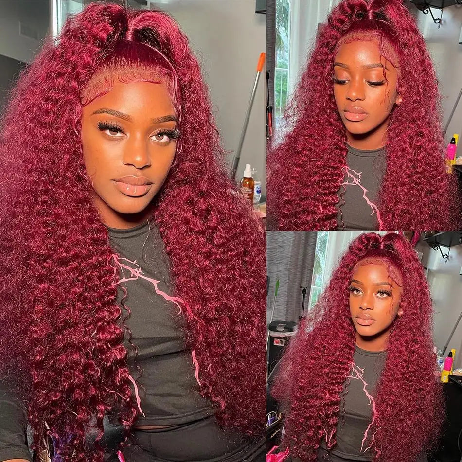 Burgundy Lace Front Human Hair Wig Loose