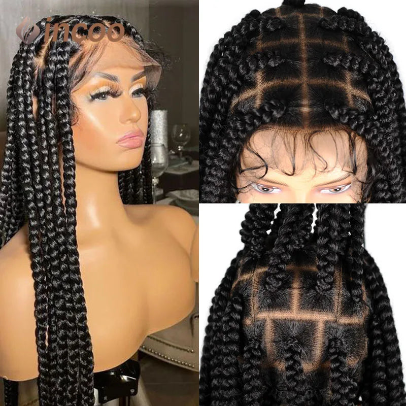 Inches Synthetic Knotless Large Square Box Braided Wigs