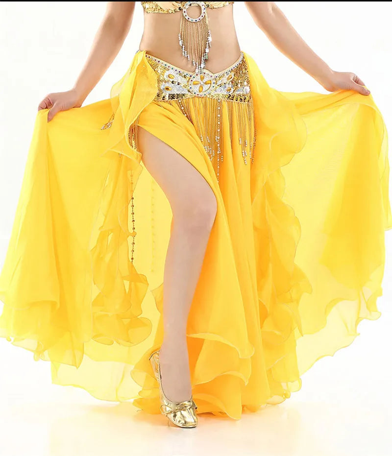 New Belly Dancing Skirt Woman Chiffon Split Sexy