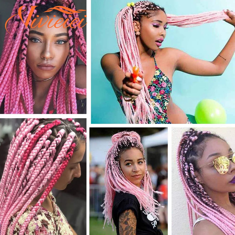 Pink Ombre Jumbo Braids Hair Extensions