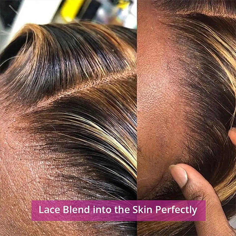 Highlight Ombre Colored Brown Lace Front Human Hair