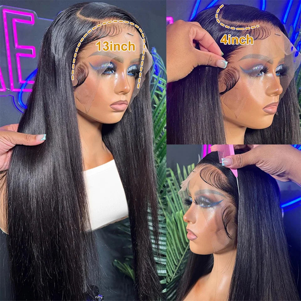 Straight Wigs Human Hair 13X4 Transparent Hd Lace