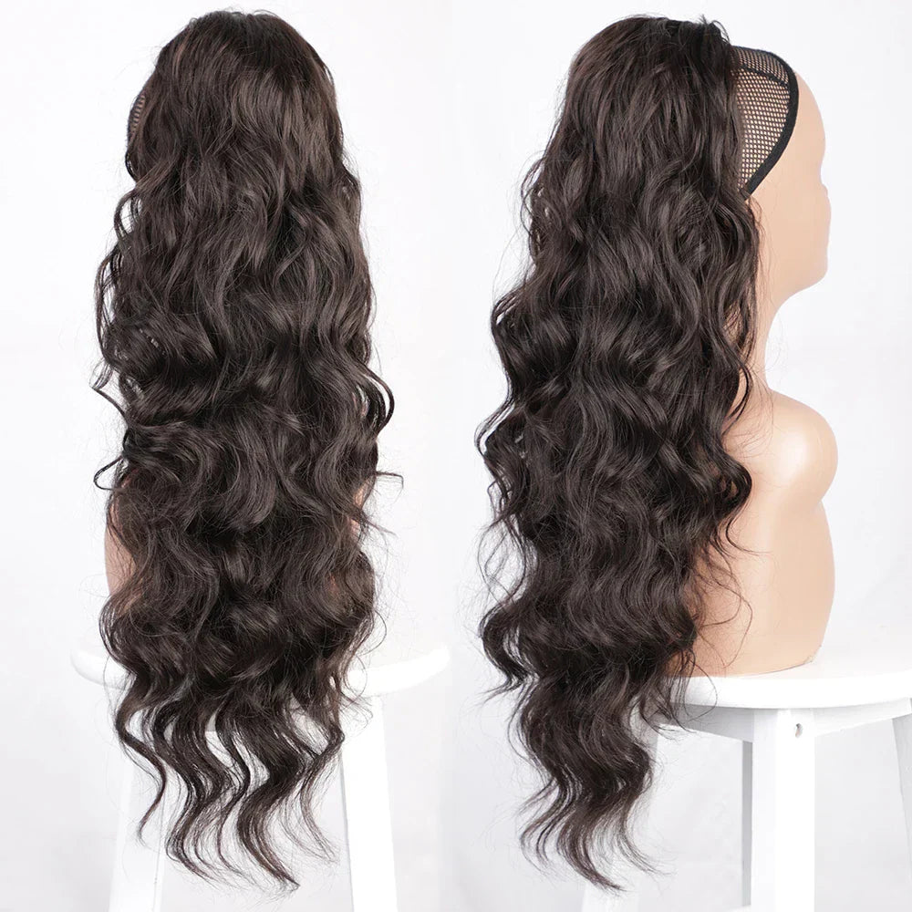 Vigorous Synthetic Long Body Wavy Drawstring Ponytail For