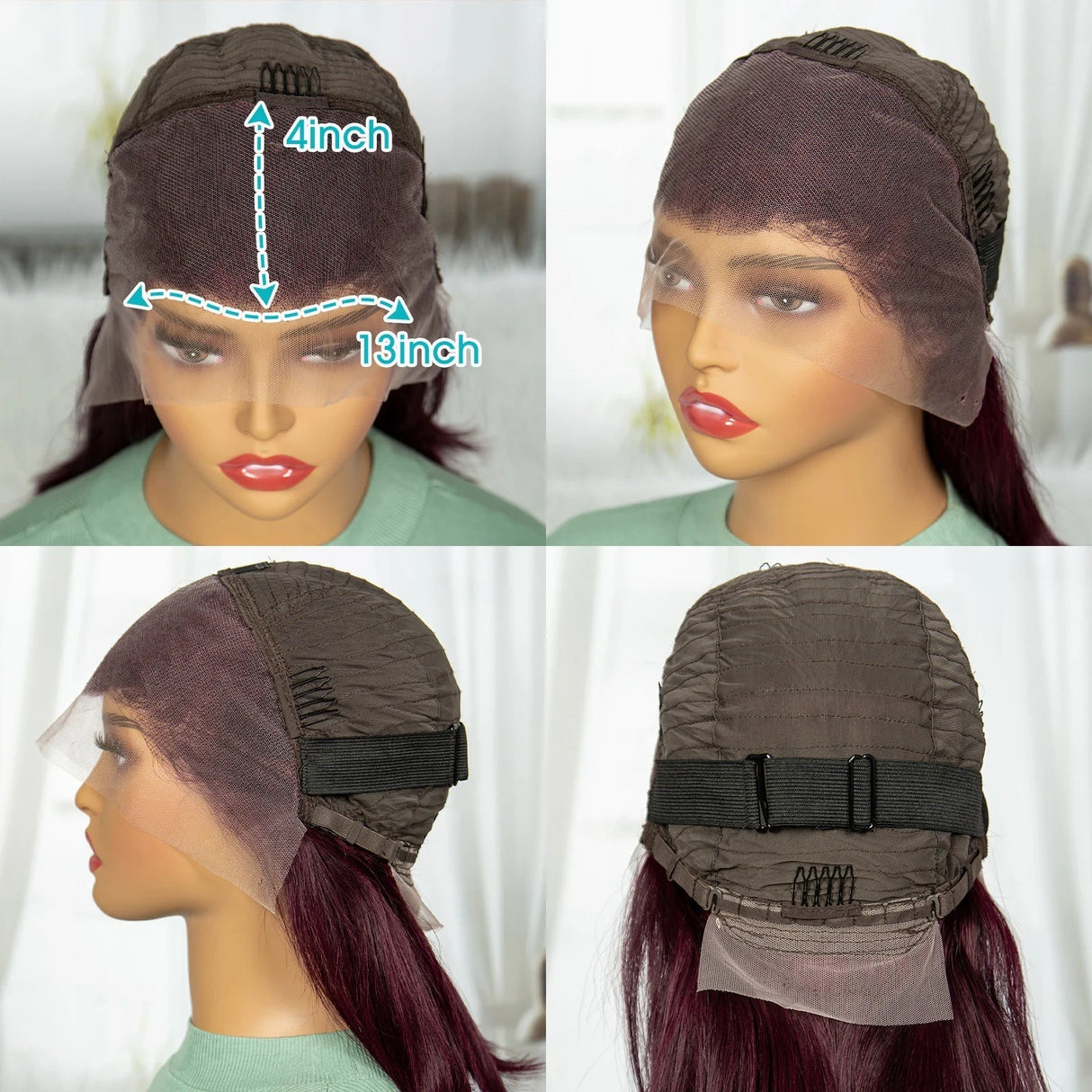 Burgundy Straight Short Wig Double Drawn