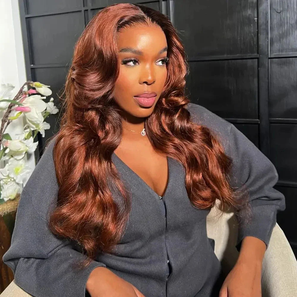 Reddish Brown Body Wave Lace Frontal Human