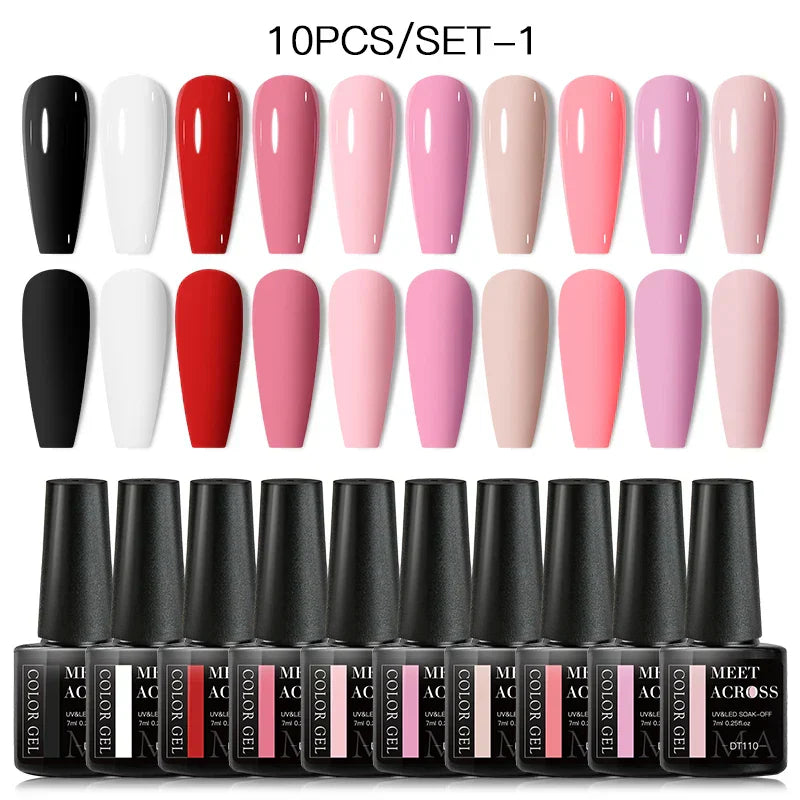 Nude Glitter Gel Nail Polish Set Purple Pink