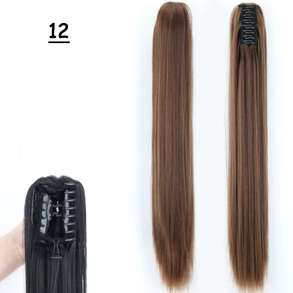 Synthetic Claw Clip On Ponytail Hair Extensions Long