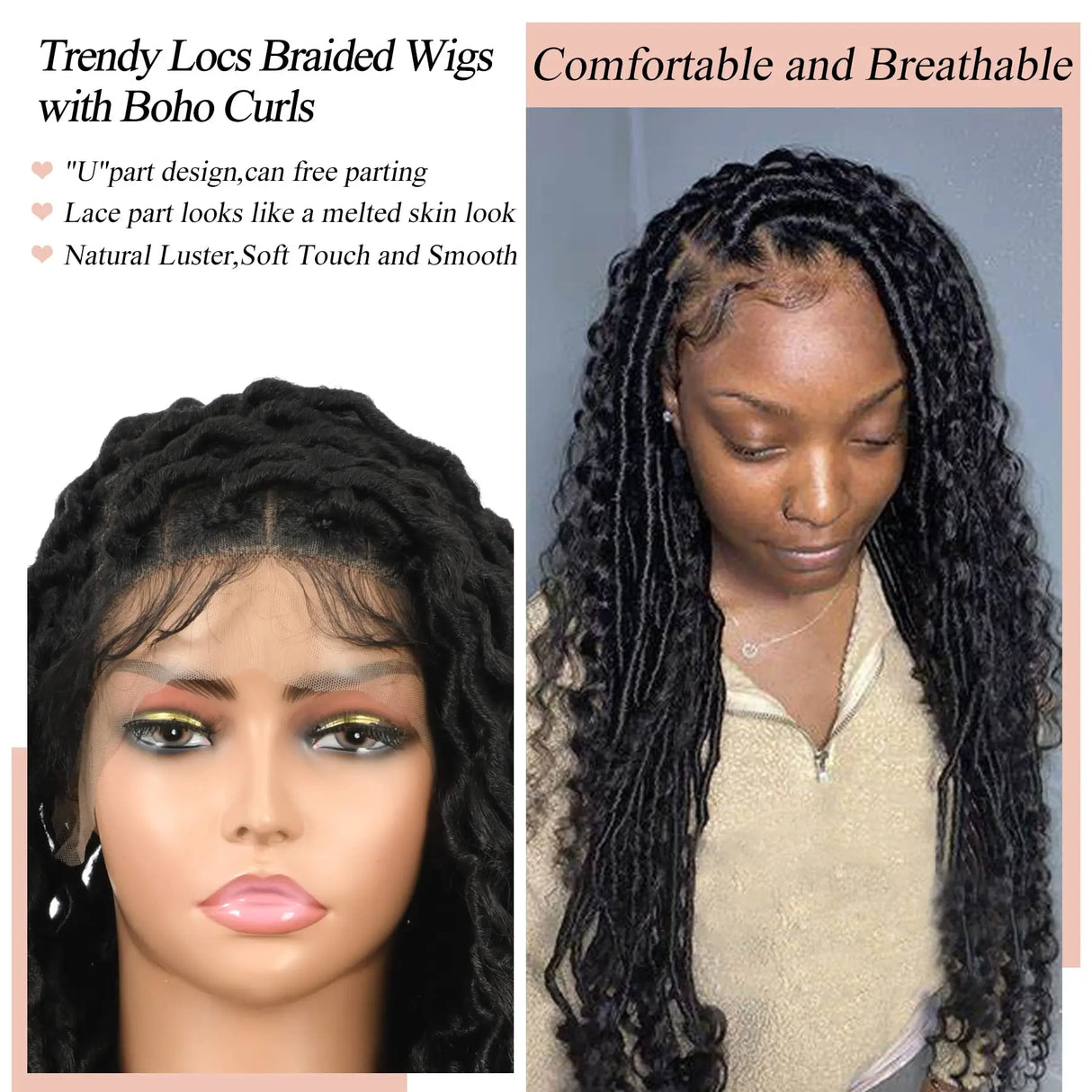 Kalyss Square Knotless Locs Briaded Wigs Full