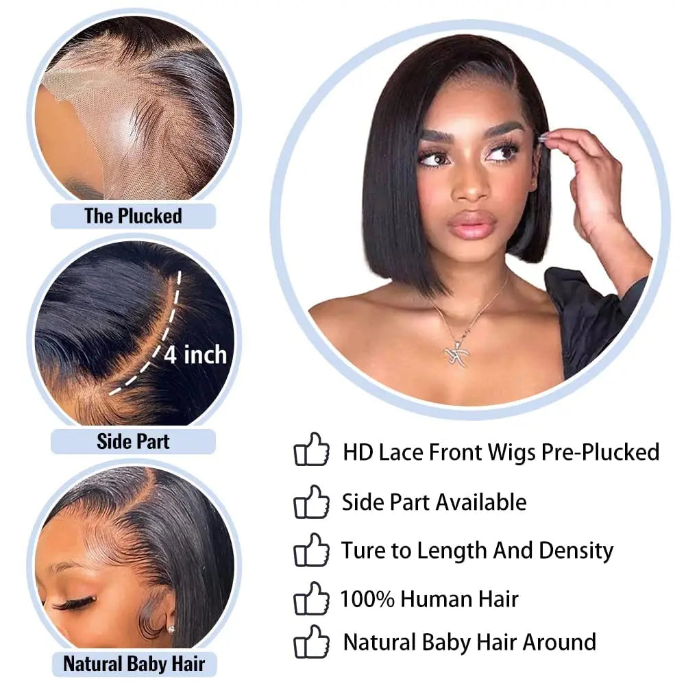 Straight X Lace Front Short Bob Wig Natural