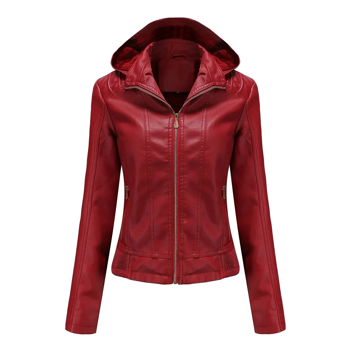 Women'S Moto Biker Zipper Jacket Hooded Faux Fur