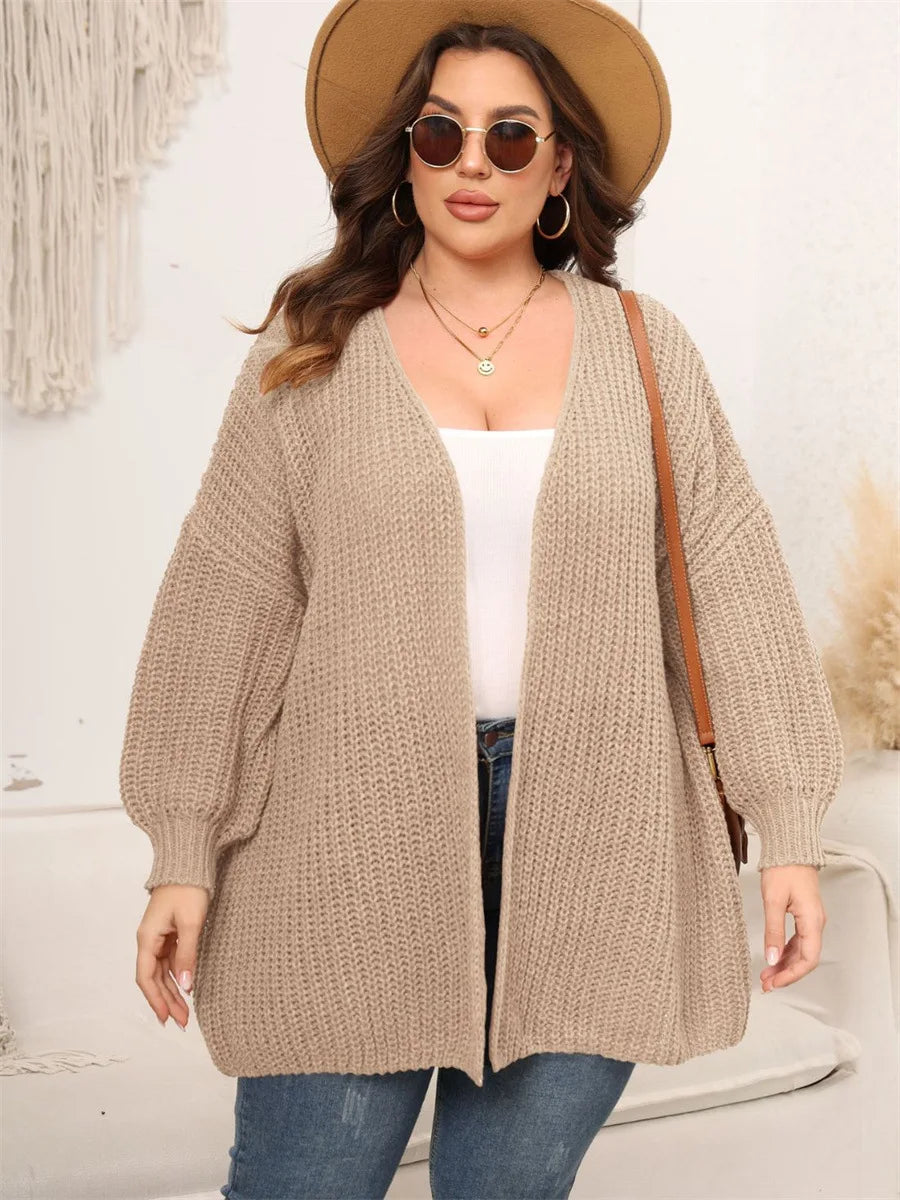 Plus Autumn Winter Midi Knitted Cardigan Women Korean