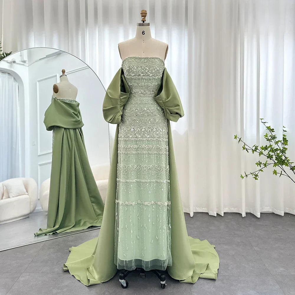 Sharon Said Luxury Dubai Sage Green Evening Dresses