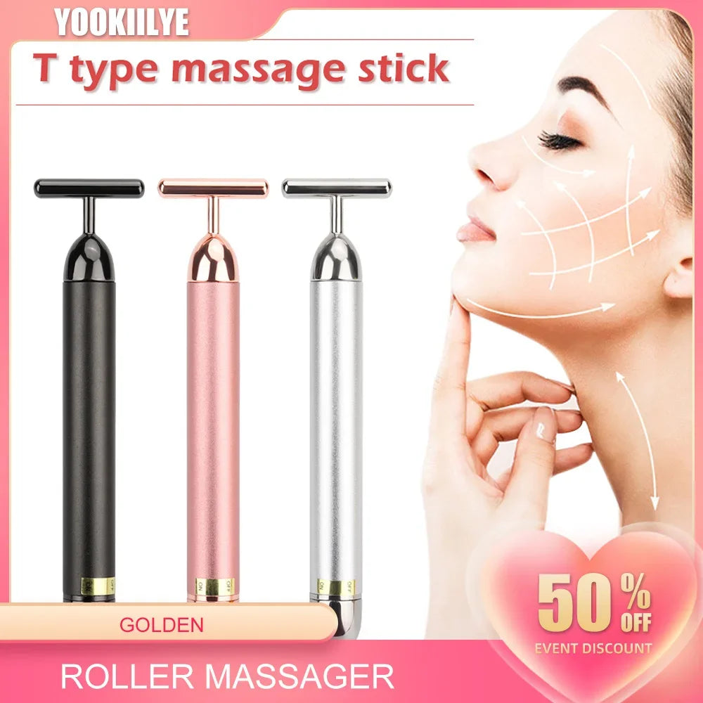 T-Shape Energy Beauty Bar Vibrating Facial Roller