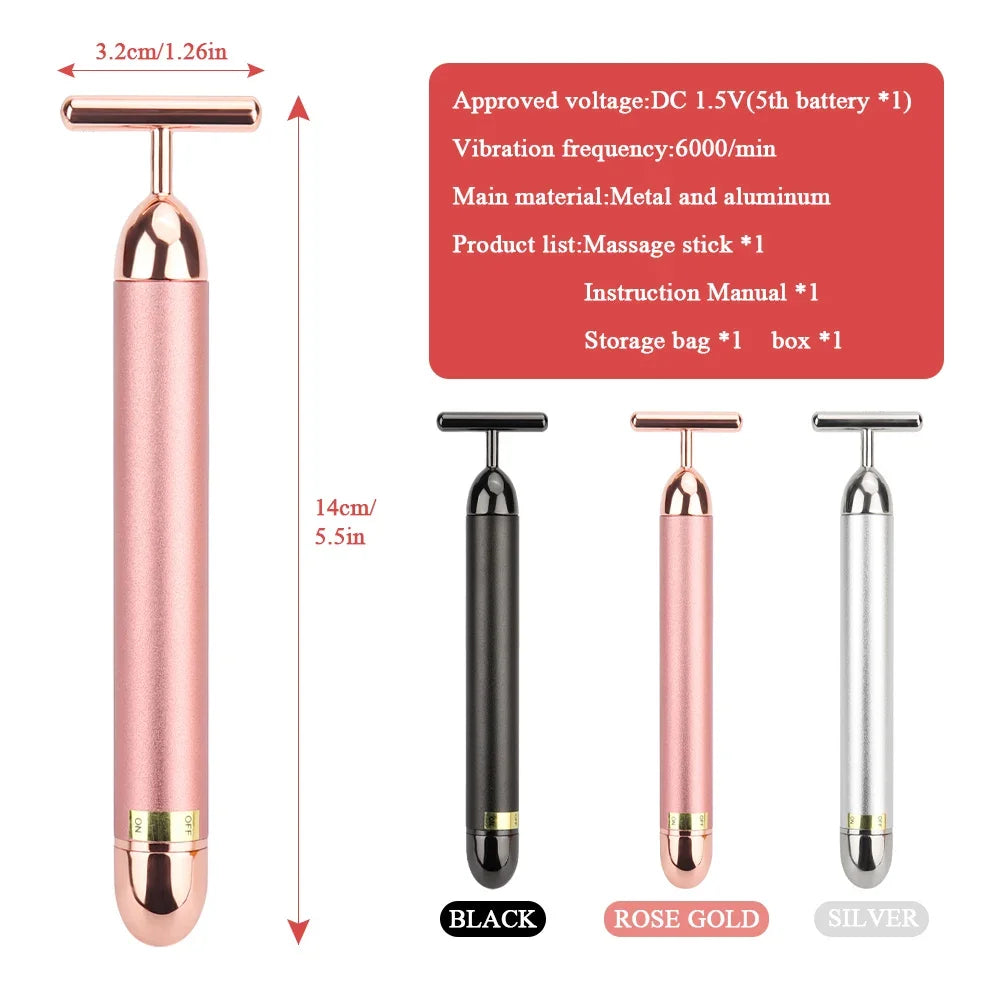 T-Shape Energy Beauty Bar Vibrating Facial Roller