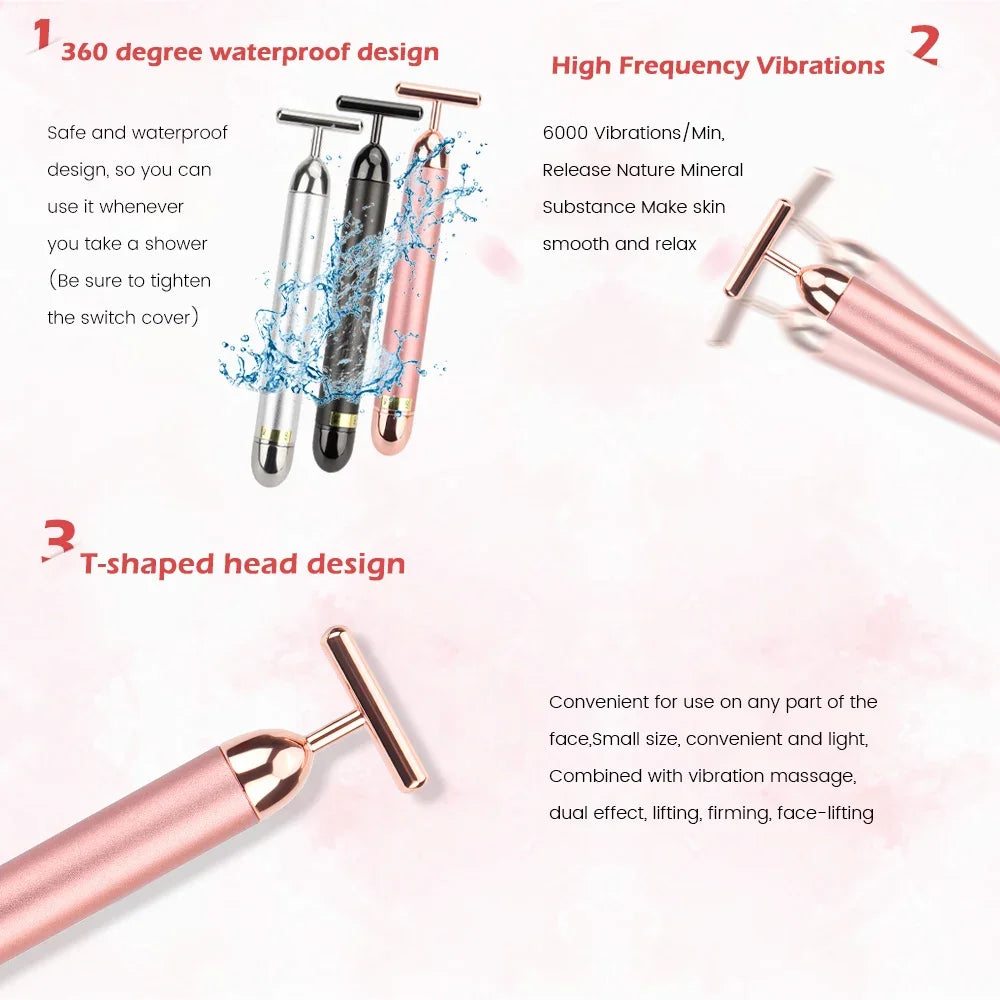 T-Shape Energy Beauty Bar Vibrating Facial Roller