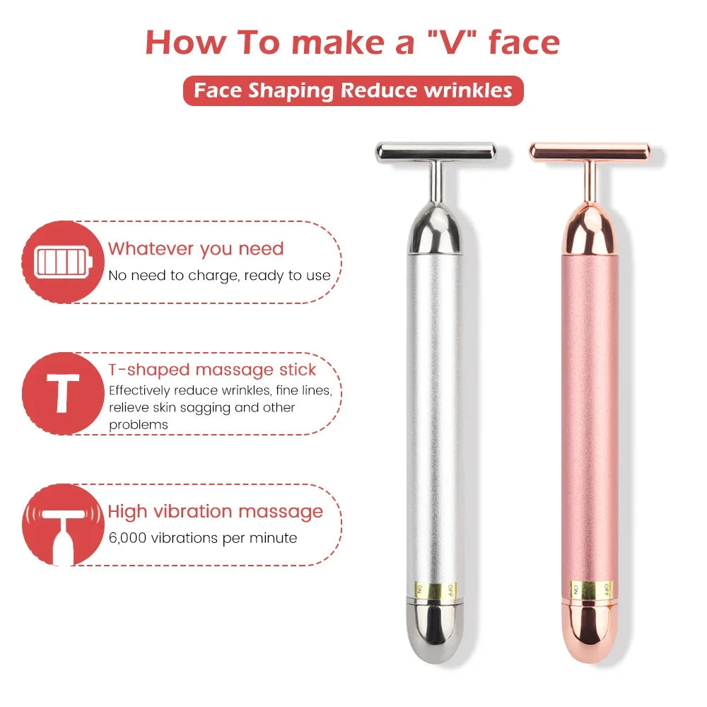 T-Shape Energy Beauty Bar Vibrating Facial Roller