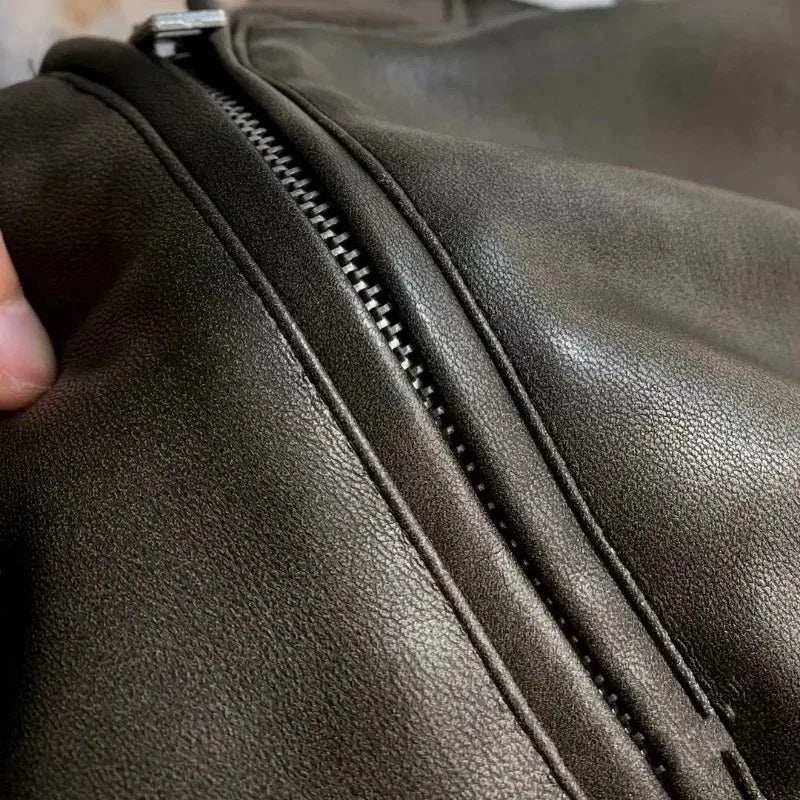 Traf Zr Woman Faux Fur Coat Zipper Leather