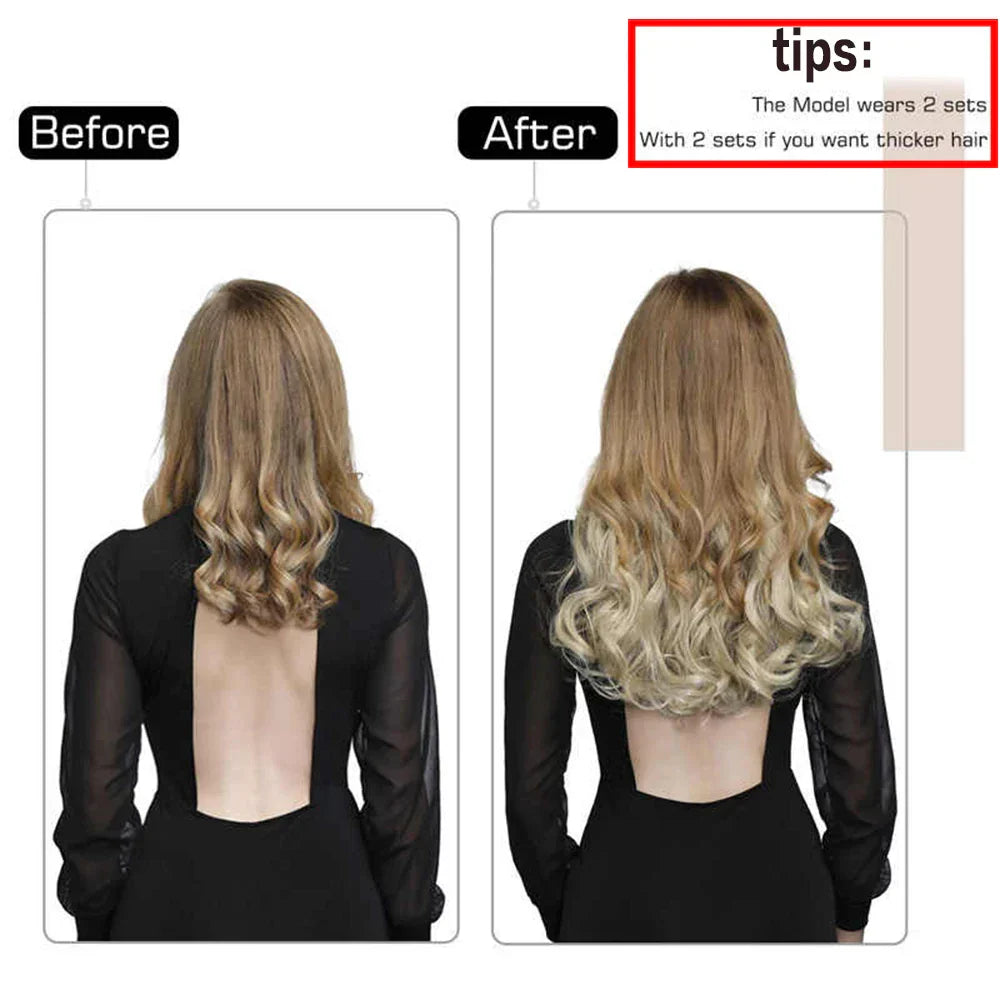 Merisihair Synthetic No Clip Invisible Wire Hair Extensions