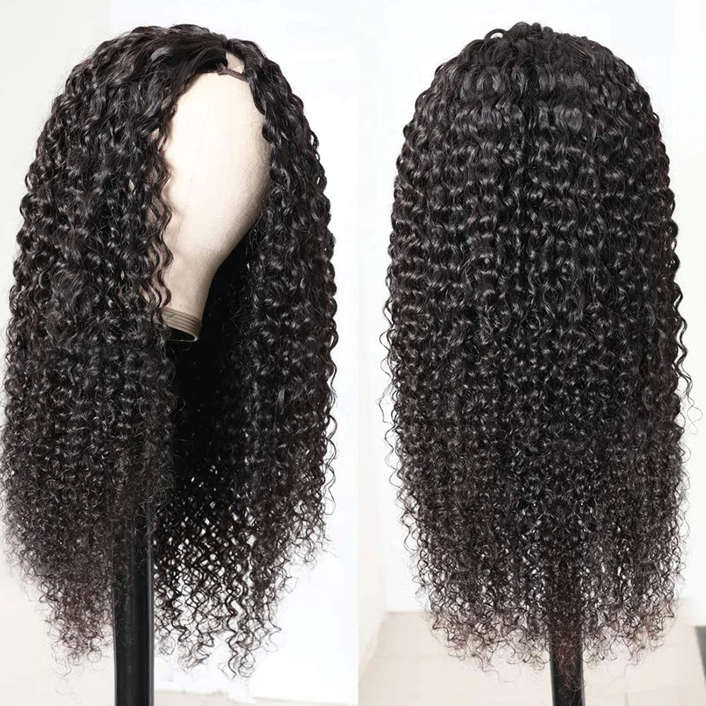 Kinky Curly U V Part Wig Human Hair