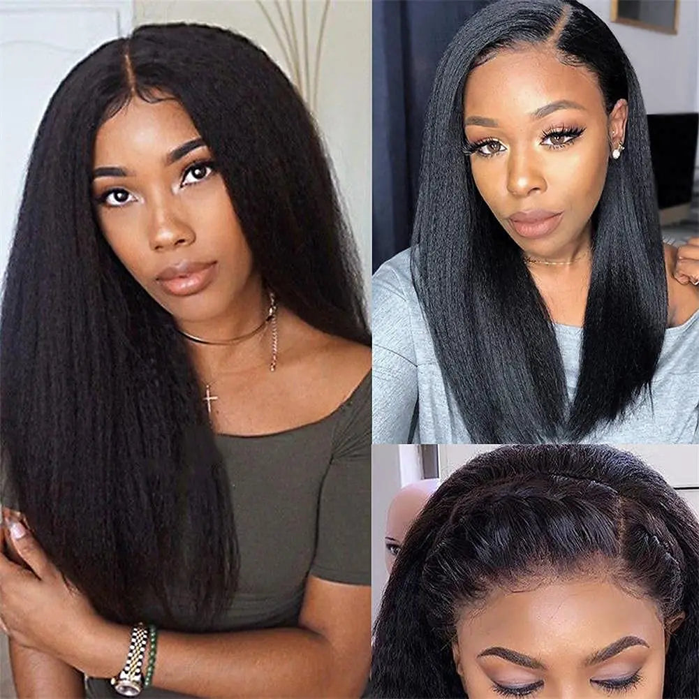 Kinky Straight V Part Wig Human Hair Wigs