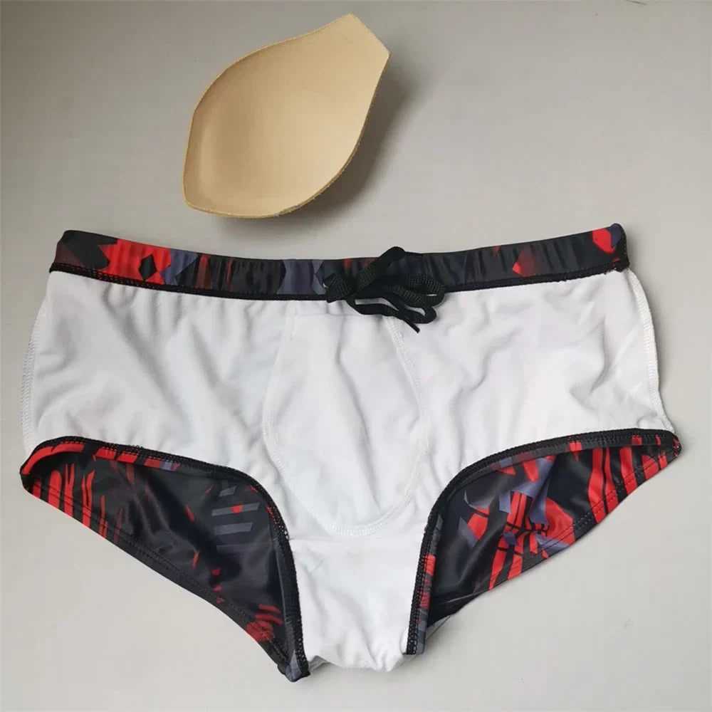 Uxh Brand Mens Swimwear With Push-Up Multicolor Trunks
