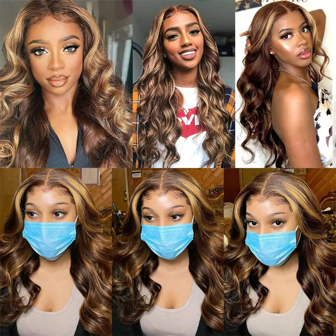 Hd Glueless 13X4 Highlight Wig Human Hair Body