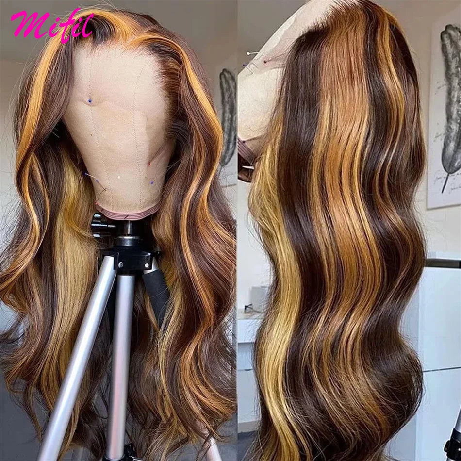Hd Glueless 13X4 Highlight Wig Human Hair Body