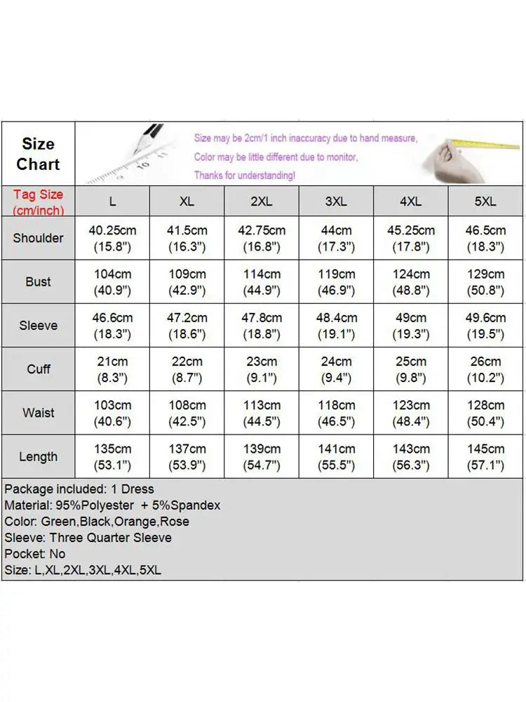 Vonda 5Xl Dress Women Long Maxi Sundress O-Neck