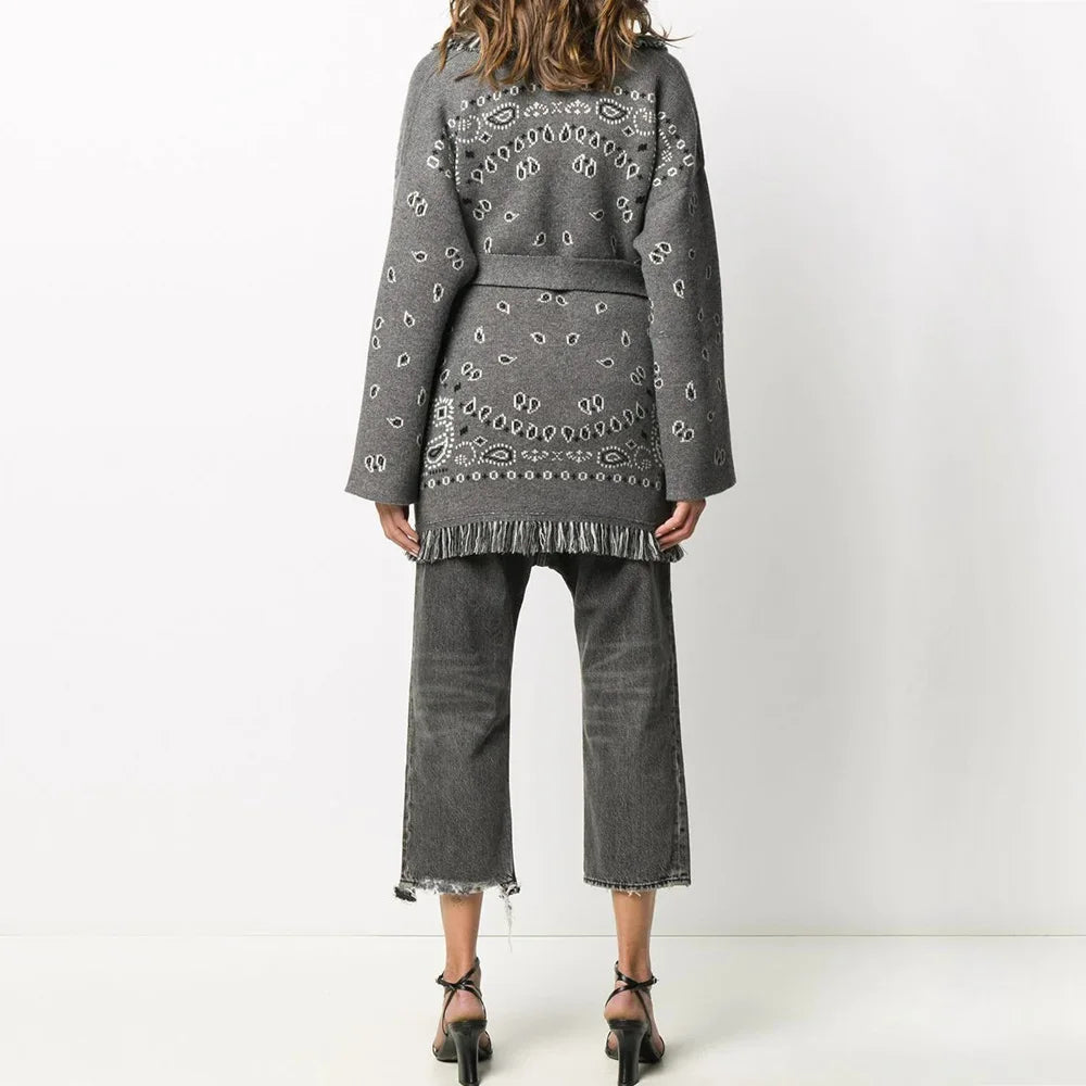 High Quality Jacquard Cardigan Sweater Women Wool
