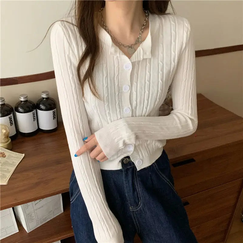 Women Cardigans Casual All Match Long Sleeve Female