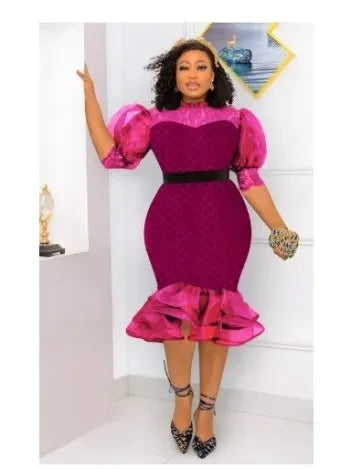 Women Party Dresses Fashion Strapless Mesh Splicing Elegant