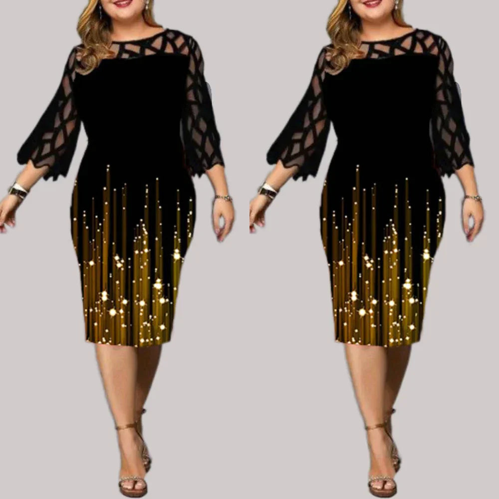 Women Dress Hollow Out Lace Stitching Slim Hips