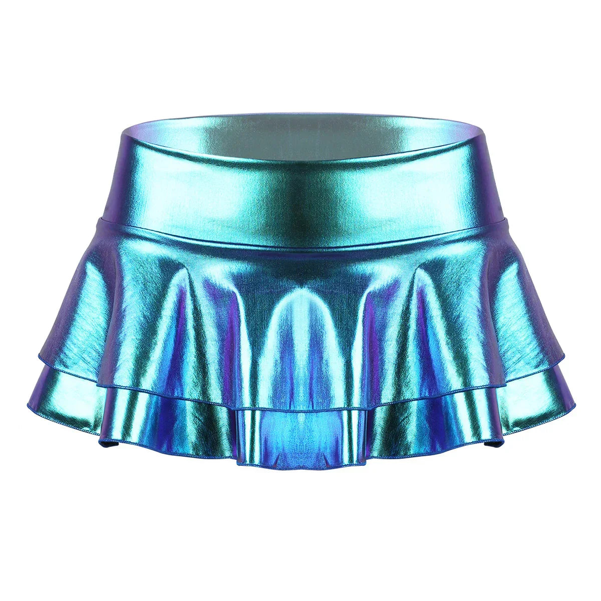 Women Shiny Metallic Low Rise Ruffled Pole Dance