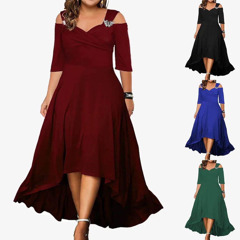 Women' Solid Long Sleeve Knit Split Dress Ladies