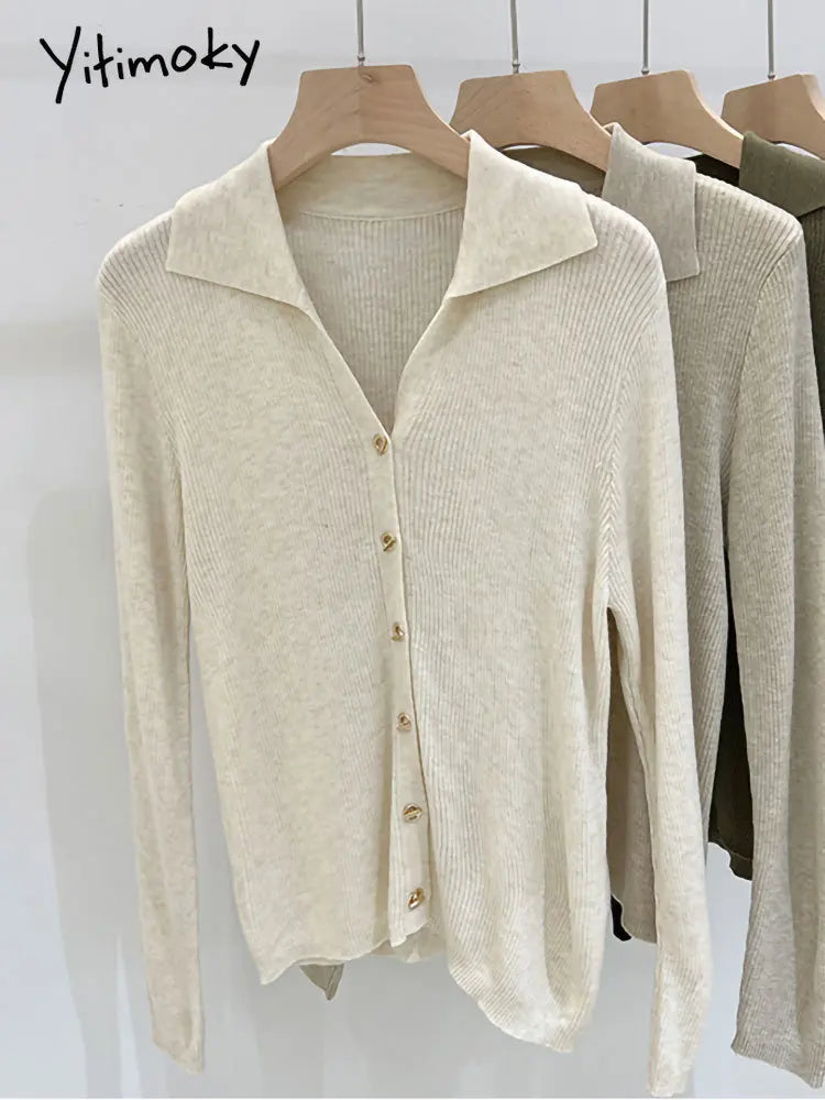 Yitimoky V Neck Knitted Cardigan For Women Fall